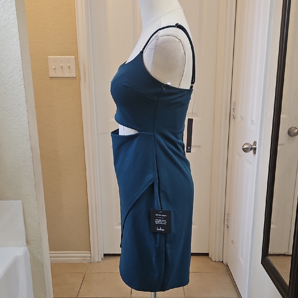 Lulu's Dark Teal Sexy Cutout Mini Dress Size Medium NWT - Picture 7 of 10